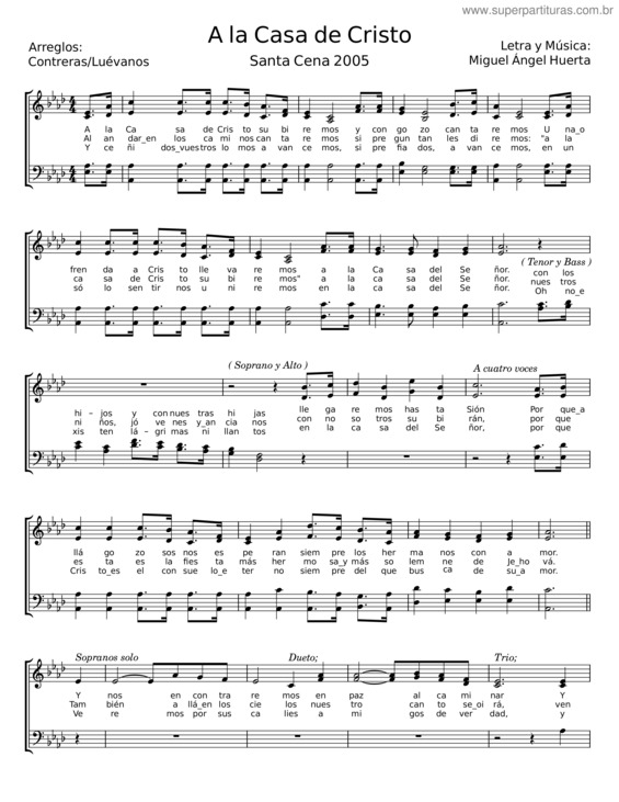 Partitura da música A La Casa De Cristo – Miguel Ángel Huerta