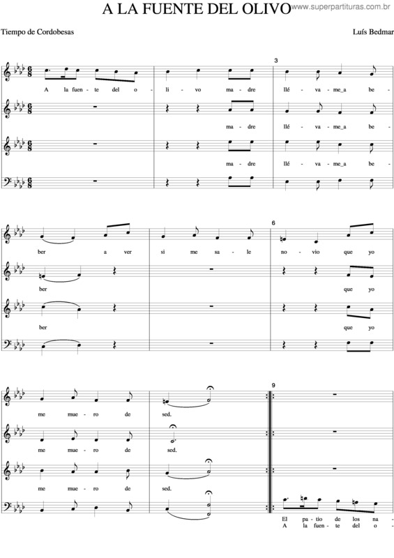 Partitura da música A La Fuente Del Olivo