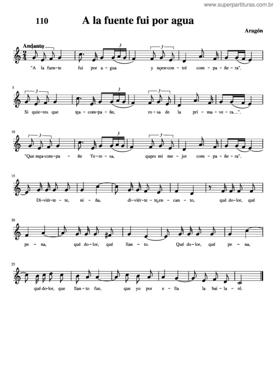 Partitura da música A La Fuente Fui Por Agua