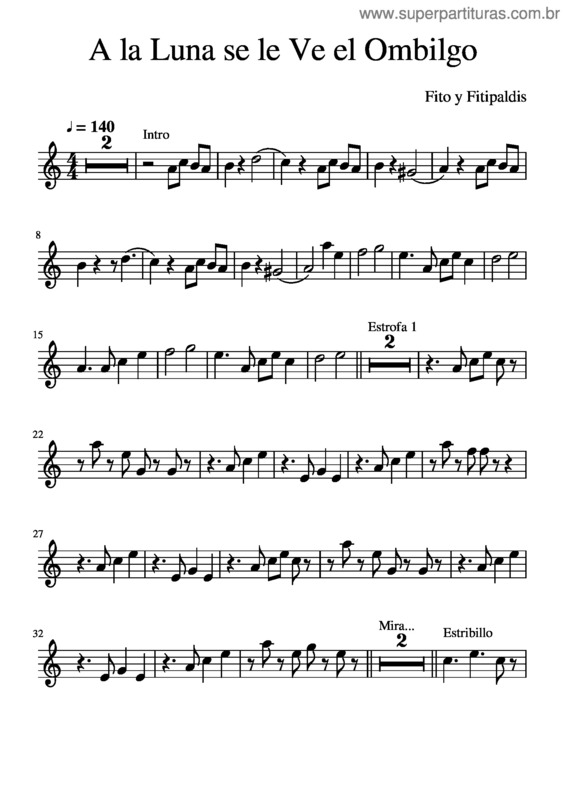 Partitura da música A La Luna Se Le Ve El Ombligo