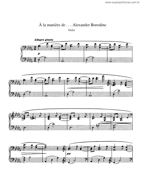 Partitura da música À la manière de Borodine