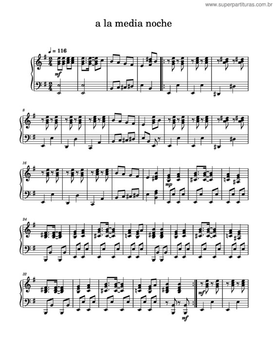 Partitura da música A La Media Noche – Los Apson