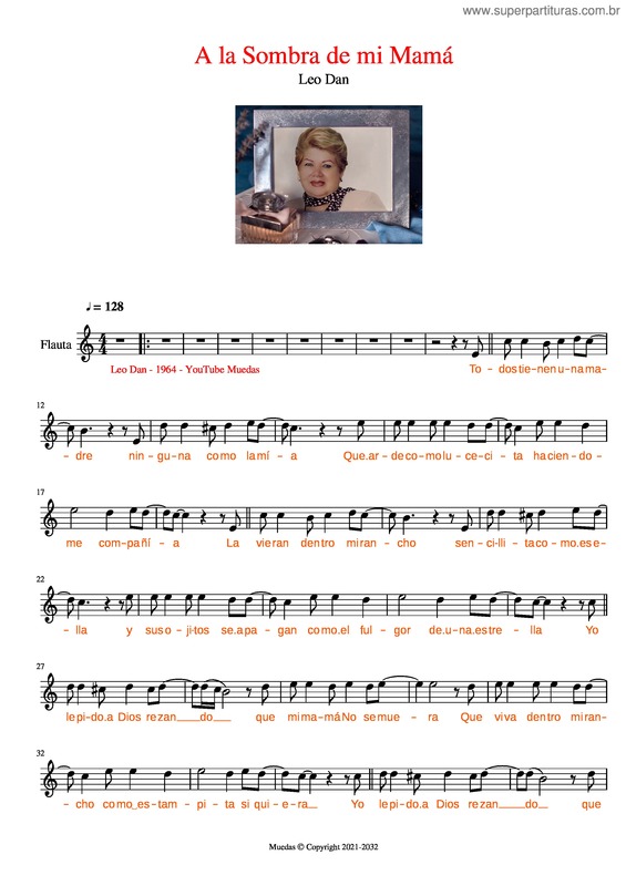 Partitura da música A La Sombra De Mi Mamá