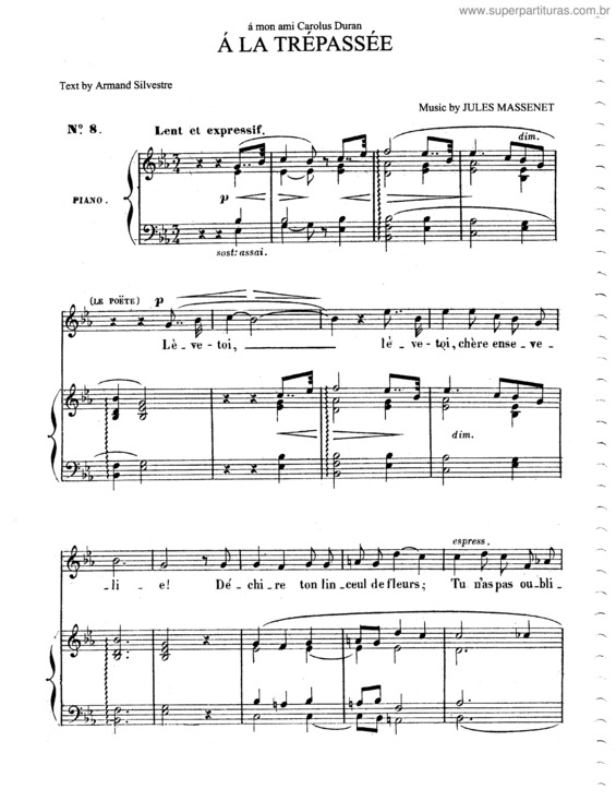 Partitura da música À la Trépassée