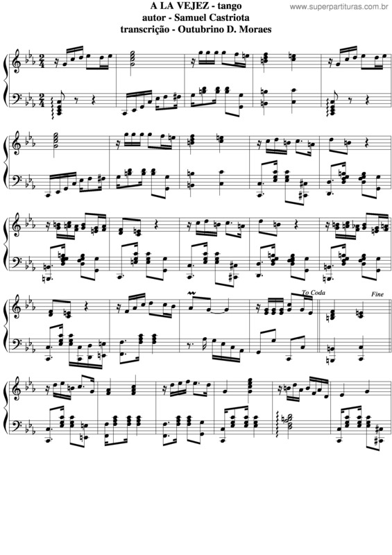 Partitura da música A La Vejez