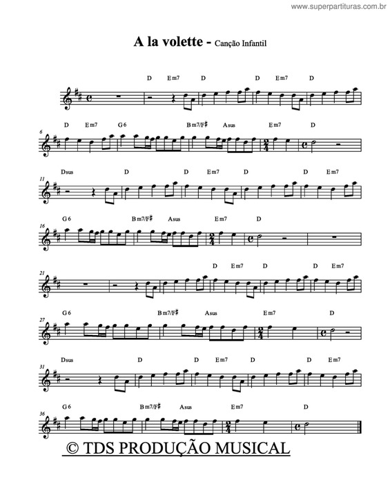 Partitura da música A La Volette