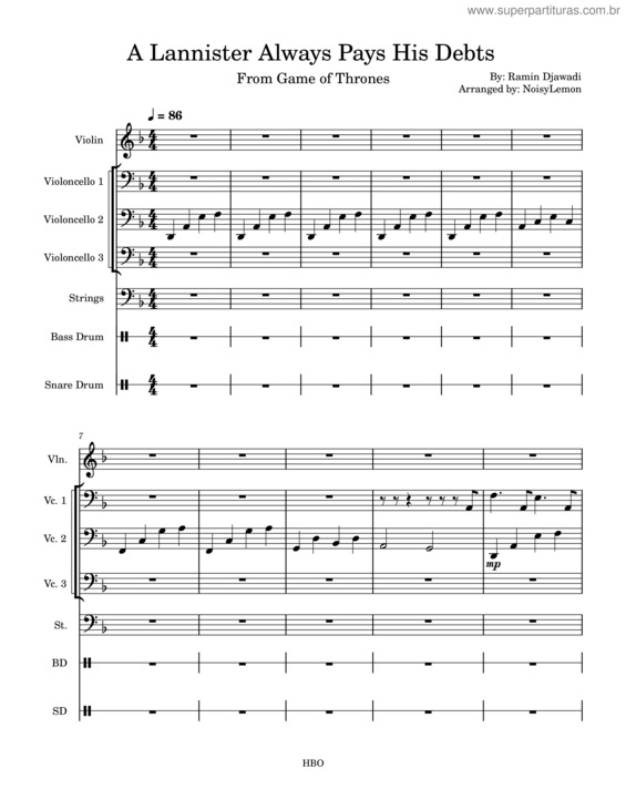 Partitura da música A Lannister Always Pays His Debts – Ramin Djawadi A Lannister Always Pays His Debts