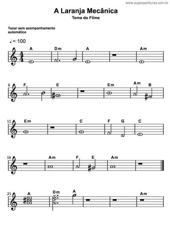 Partitura da música A Laranja Mecânica