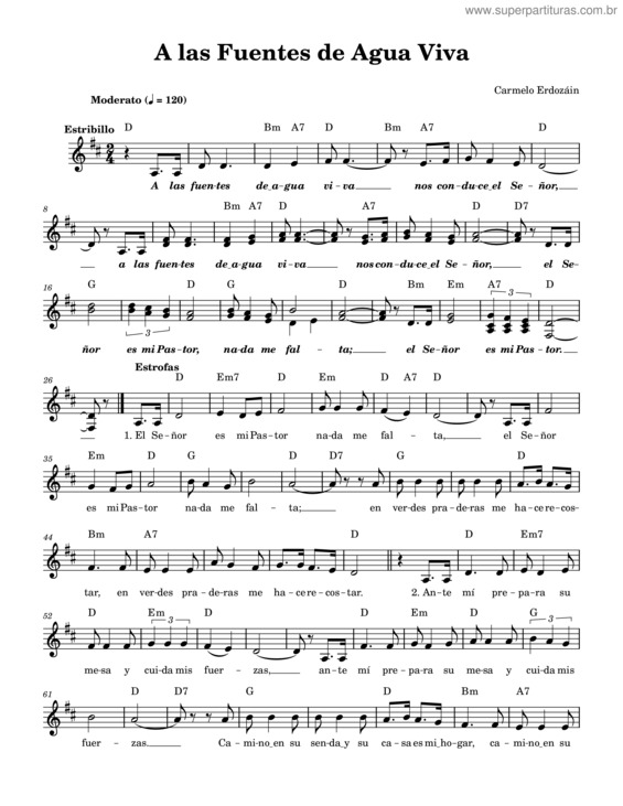 Partitura da música A Las Fuentes De Agua Viva v.2