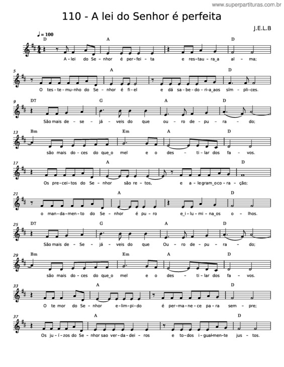 Partitura da música A Lei Do Senhor É Perfeita v.4