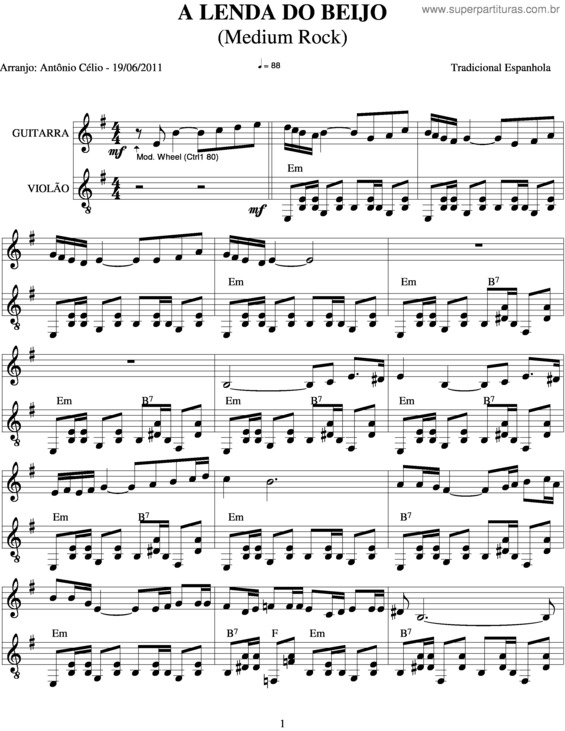 Partitura da música A Lenda Do Beijo v.3