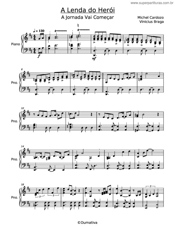 Partitura da música A Lenda Do Herói – Michel Cardozo