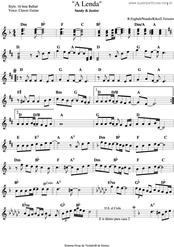 Partitura da música A Lenda