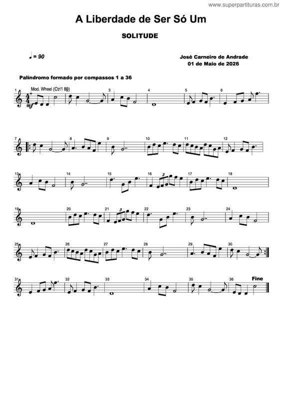 Partitura da música A Liberdade De Ser Só Um