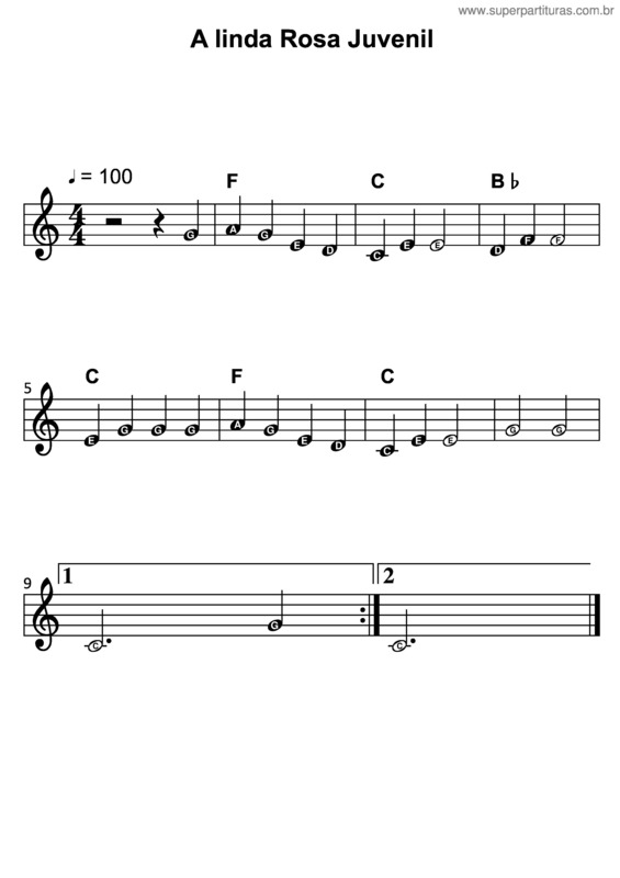 Partitura da música A Linda Rosa Juvenil v.2