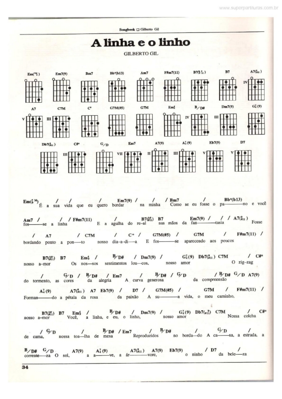 Partitura da música A Linha e o Linho