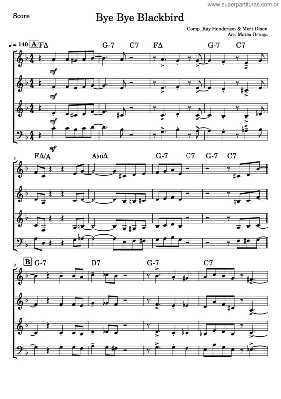 Partitura da música A Little Arrangement Of Bye Bye Blackbird