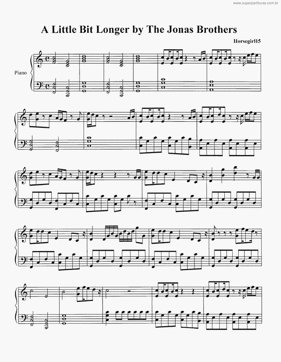 Partitura da música A Little Bit Longer v.2