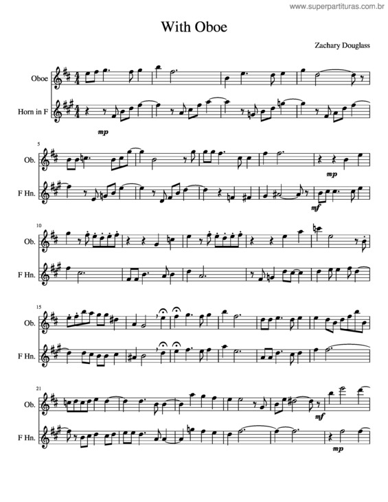 Partitura da música A Long Duet Between Oboe And French Horn