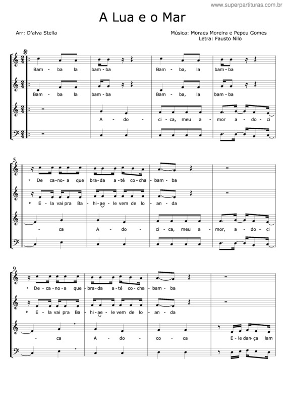 Partitura da música A Lua E O Mar v.2