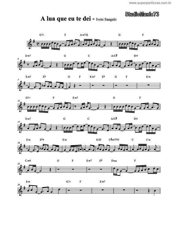 Partitura da música A Lua Que Te Dei