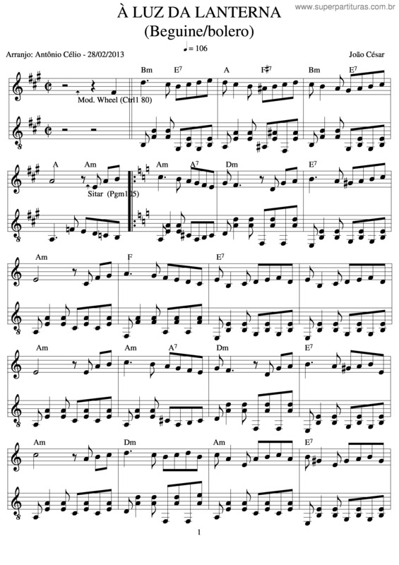 Partitura da música A Luz Da Lanterna v.2