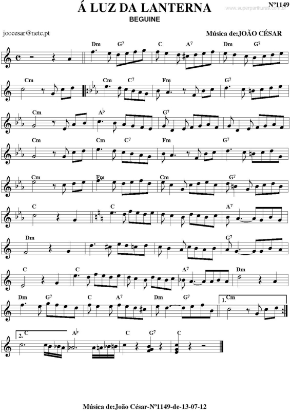 Partitura da música A Luz da Lanterna