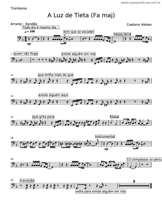 Partitura da música A Luz De Tieta – Caetano Veloso v.3