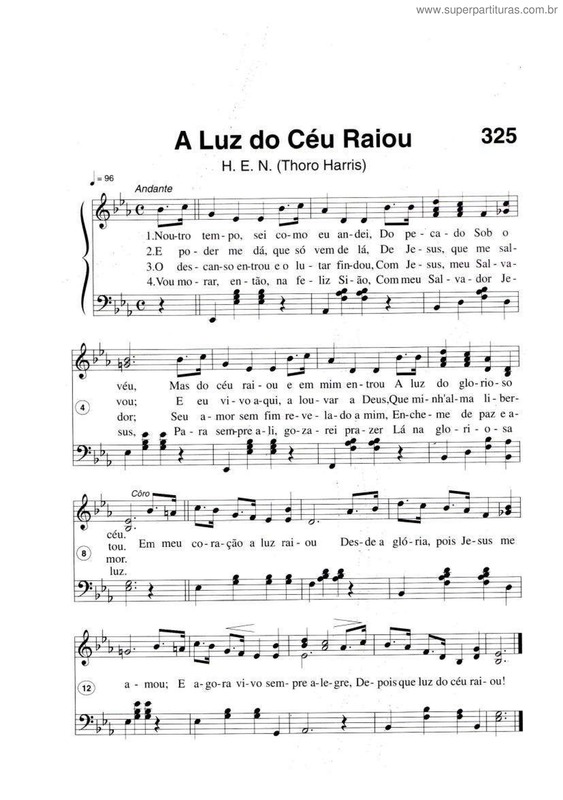 Partitura da música A Luz Do Céu Raiou