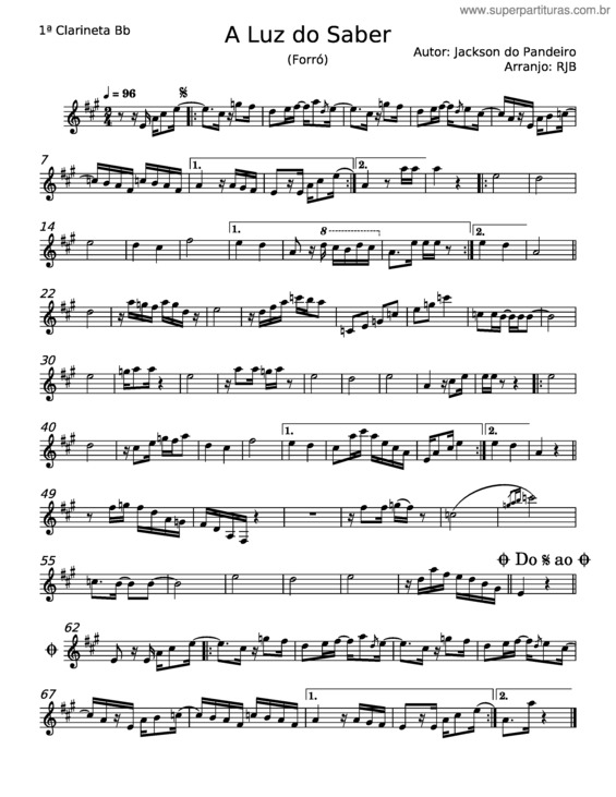 Partitura da música A Luz Do Saber – Jackson Do Pandeiro