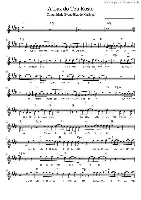 Partitura da música A Luz Do Teu Rosto – Comunidade Evangélica De Maringá 4#