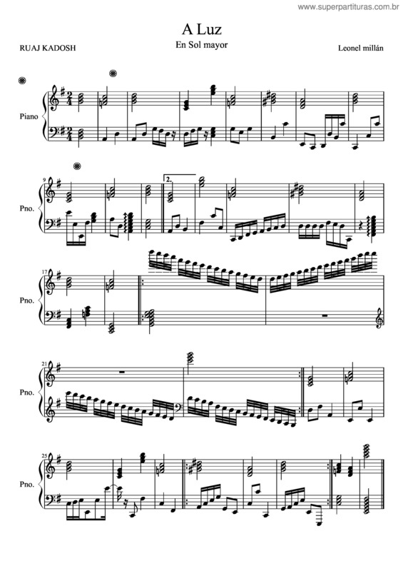 Partitura da música A Luz v.2