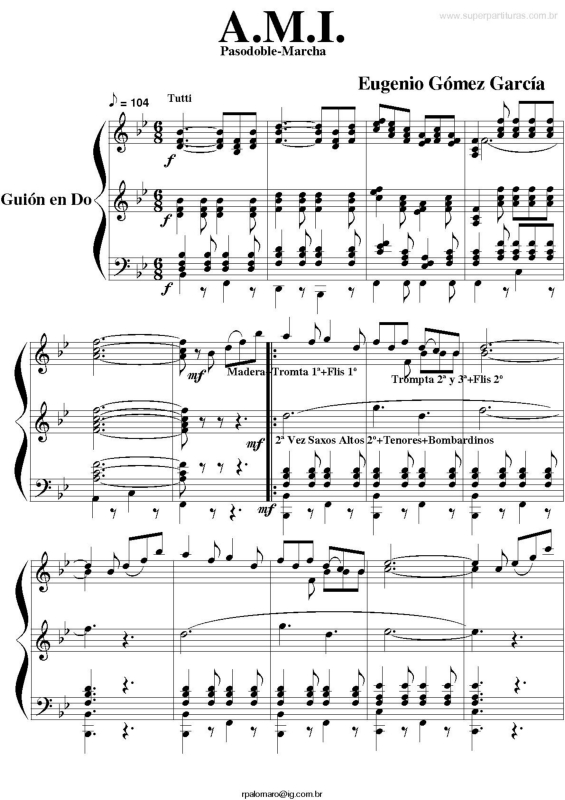 Partitura da música A.M.I