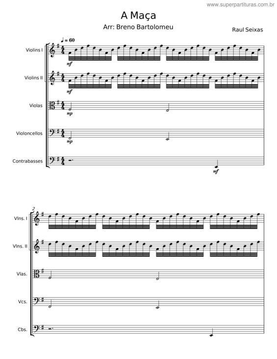 Partitura da música A Maçã – Raul Seixas
