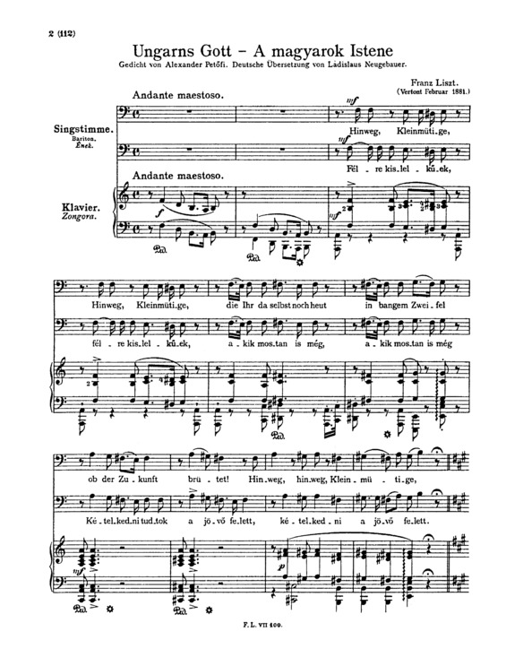 Partitura da música A Magyarok Istene S.339
