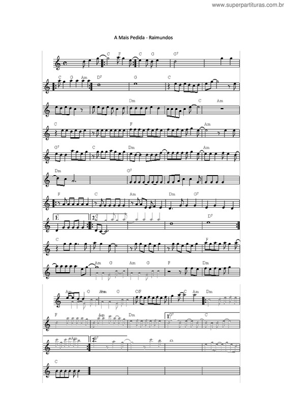 Partitura da música A Mais Pedida V.2