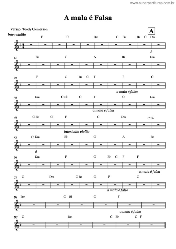 Partitura da música A Mala É Falsa