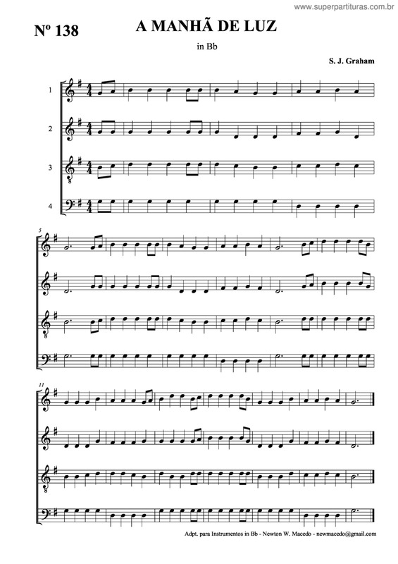 Partitura da música A Manhã De Luz v.2