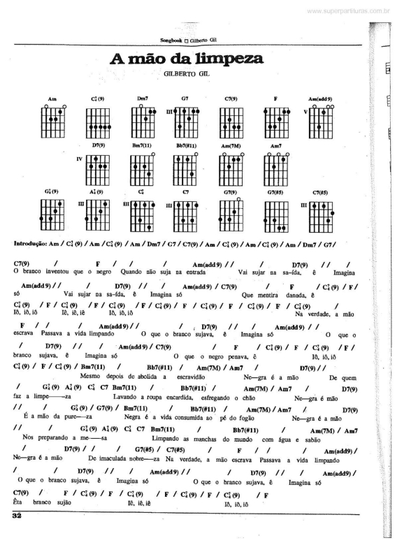 Partitura da música A Mão da Limpeza