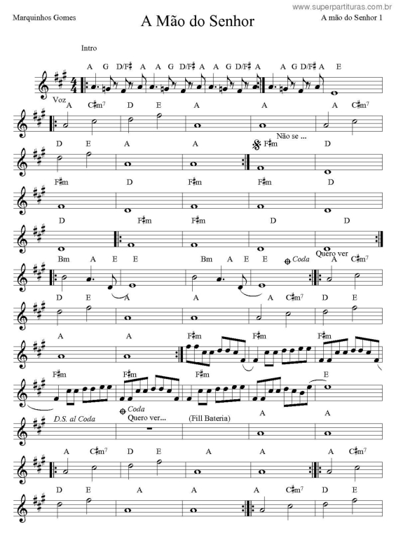 Partitura da música A Mão Do Senhor v.2