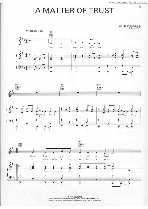 Partitura da música a matter of trust