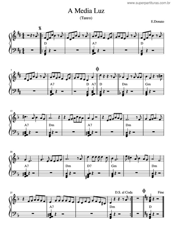 Partitura da música A Media Luz – Edgardo Donato – José Panizza, Edgardo Donato A Media Luz