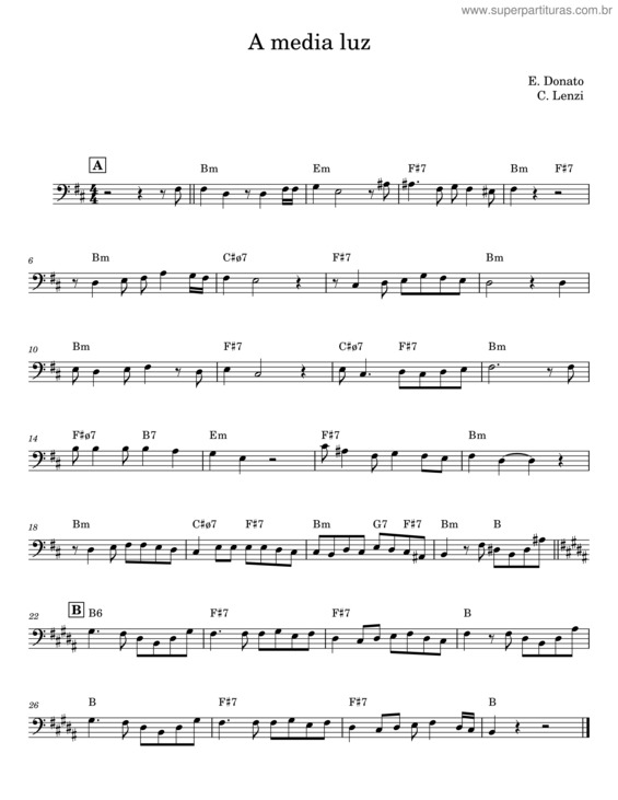Partitura da música A Media Luz – João Donato E Gilberto Gil v.2