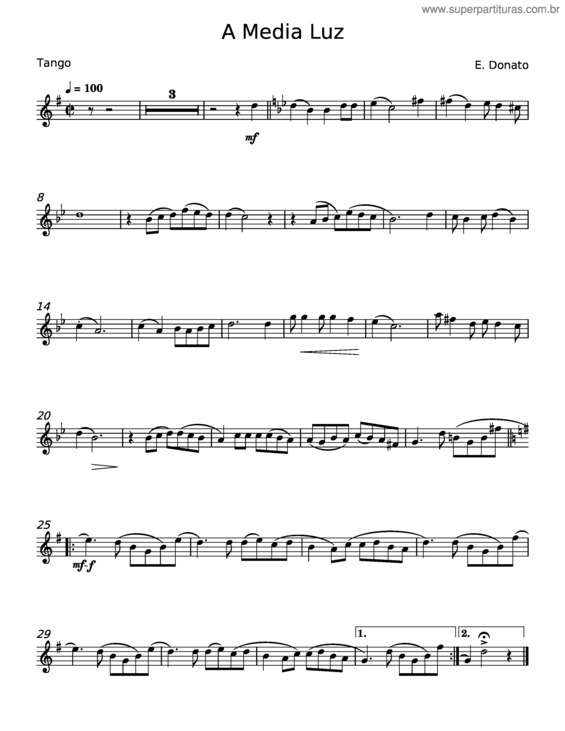 Partitura da música A Media Luz – João Donato E Gilberto Gil