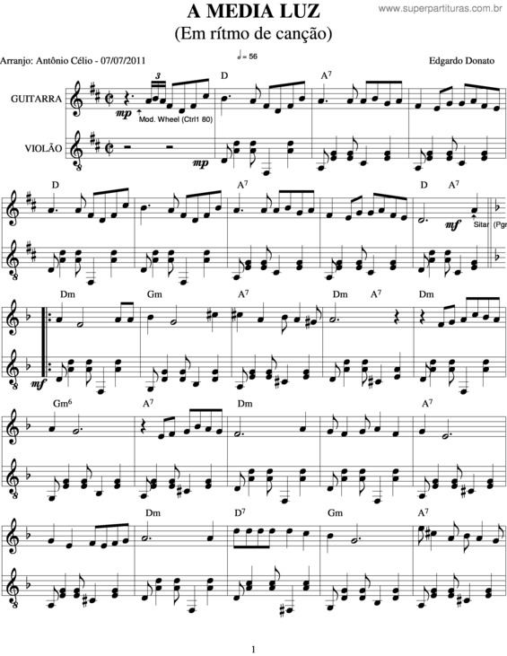 Partitura da música A Media Luz v.8