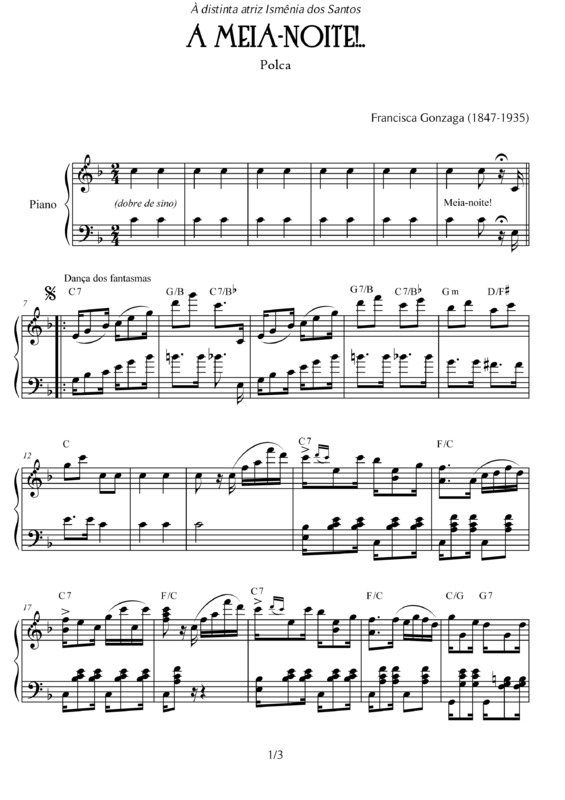 Partitura da música A Meia-Noite v.2