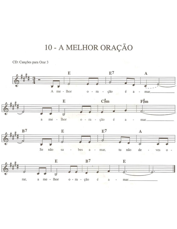 Partitura da música A Melhor Oração