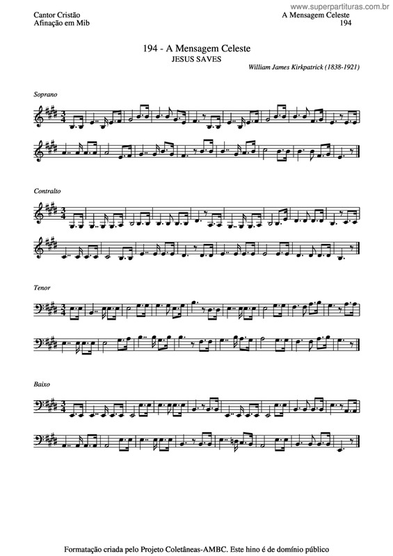 Partitura da música A Mensagem Celeste v.4