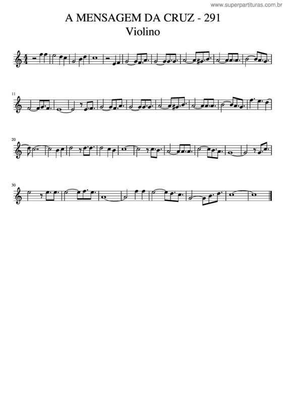 Partitura da música A Mensagem Da Cruz – 291 – Violino