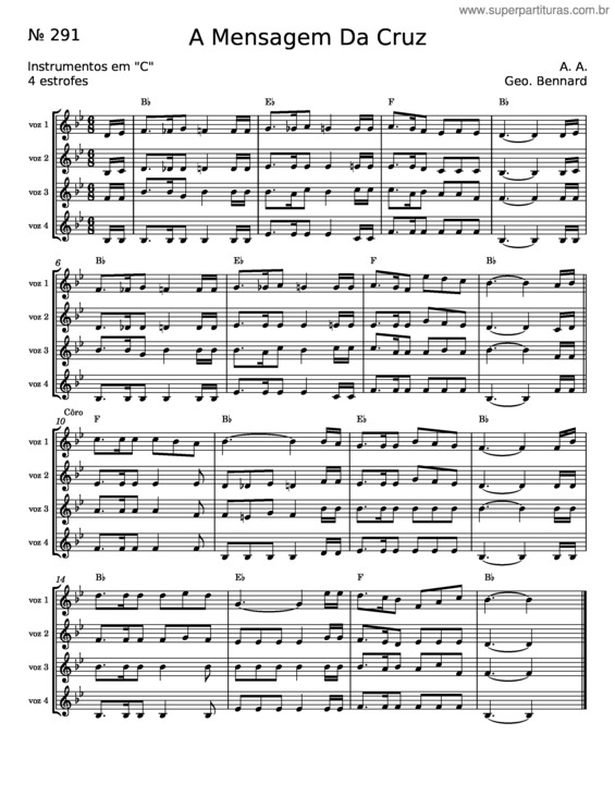 Partitura da música A Mensagem Da Cruz – Harpa Cristã